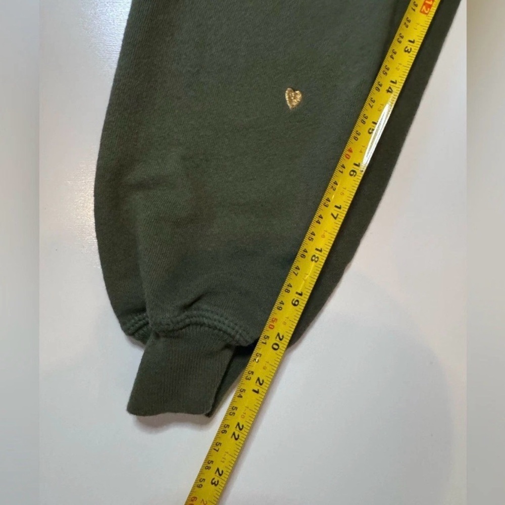 THE GREAT. Dark Green cropped Joggers with gold Heart Accents - Picture 5 of 8